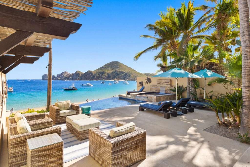 Cabo San Lucas Pedregal Csl Casa LA PIÑATA A luxury villa located in the exclusive Pedregal Cabo San Lucas. Perfect as a private residence or a high-end vacation rental, this villa offers an exceptional combination of comfort, style, privacy, and location.The villa features 8 bedrooms including a service room (as an independent apartment suite), 8.5 bathrooms, and 13 beds.Fully furnished and equipped with top-quality finishes, providing a turnkey experience.Every detail has been thoughtfully crafted to create an exceptional space for family gatherings and entertaining. The expansive terrace includes a great swimming pool, 2 jacuzzi, bar, 2 BBQ station, 2 fire pits, and multiple lounge areas, to enjoy the very best of Cabo living The interiors feature cozy and elegant living spaces, including a inside bar, games room, media room and impeccable design in every corner Fully furnished and equipped, representing an outstanding opportunity. With its exceptional design, amenities, and location, this villa embodies the best of the Baja lifestyle – 5 Hacienda beach front, Cabo San Lucas, BS