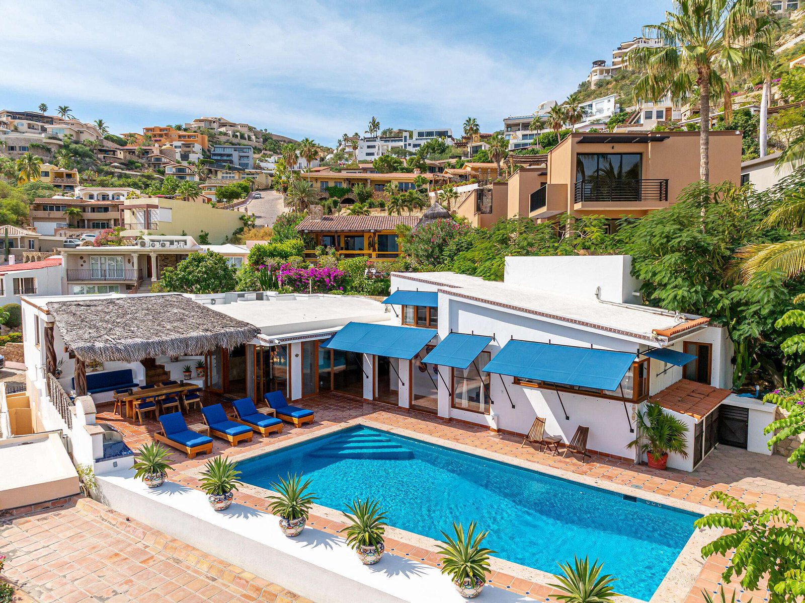 Cabo San Lucas Pedregal Csl Introducing La Casa de la Familia Decker (Villa Agave Azul). An exceptional 3-bed, 3.5-bath residence located in the prestigious gated community of Pedregal, Cabo San Lucas. Perfectly positioned just minutes from the main gate, Marina, and downtown. Tastefully designed for relaxed coastal living, it offers an open layout connecting the living, dining, and kitchen areas to a spacious outdoor covered terrace which includes a functional BBQ area. Enjoy a 484 SqFt pool, large Jacuzzi/spa, and lush tropical landscaping that creates a private, peaceful retreat. Perfect for relaxing, entertaining and enjoying time with family and friends. La Casa de la familia Decker (Villa Agave Azul) is a unique opportunity, Ideal as a full-time residence, vacation getaway, or strong rental investment. – C1 M262 Bv, Miguel Angel Herrera, Cabo San Lucas, BS